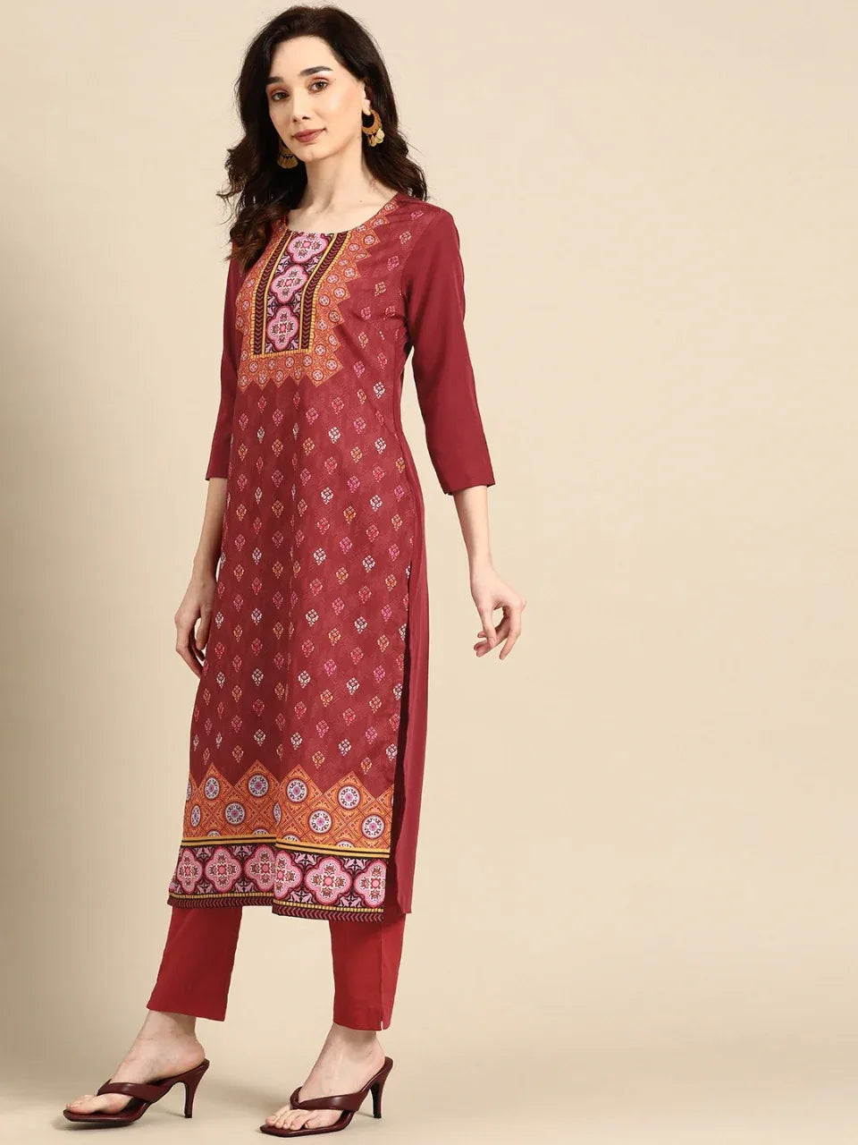 NAINA FESTIVE WEAR POLY CHANDERI KURTI - Anant Exports