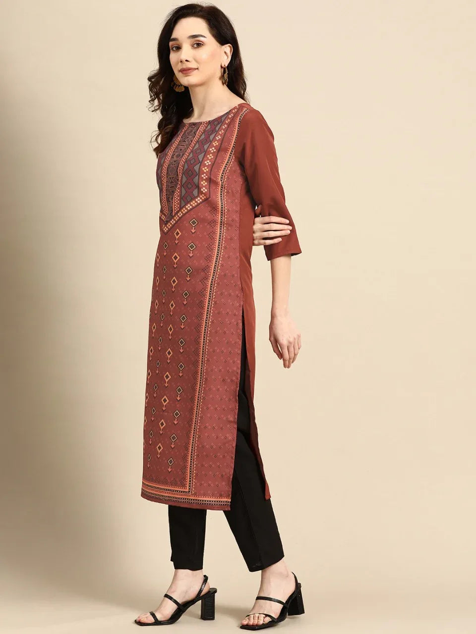 NAINA FESTIVE WEAR POLY CHANDERI KURTI - Anant Exports