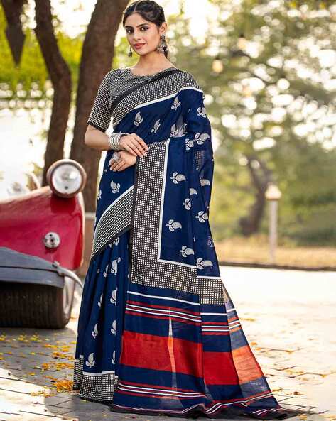 Blue Pure Soft Bhagalpuri Cotton Handloom Saree