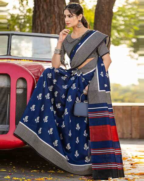 Blue Pure Soft Bhagalpuri Cotton Handloom Saree