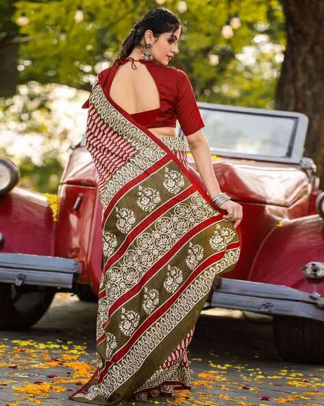 Maroon Pure Soft Bhagalpuri Cotton Handloom Saree