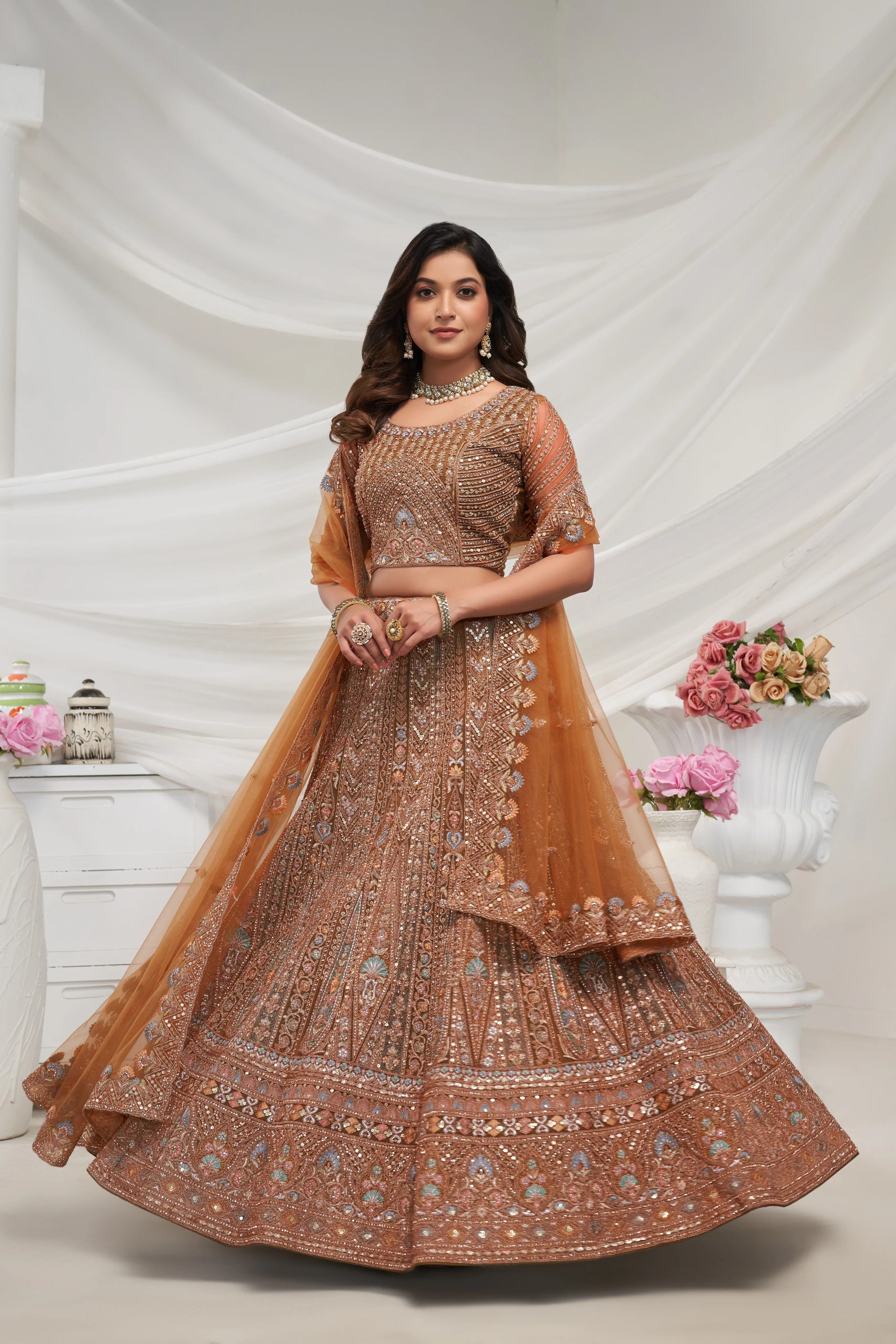 Mustard Paisley Patterned Lehenga Ensemble