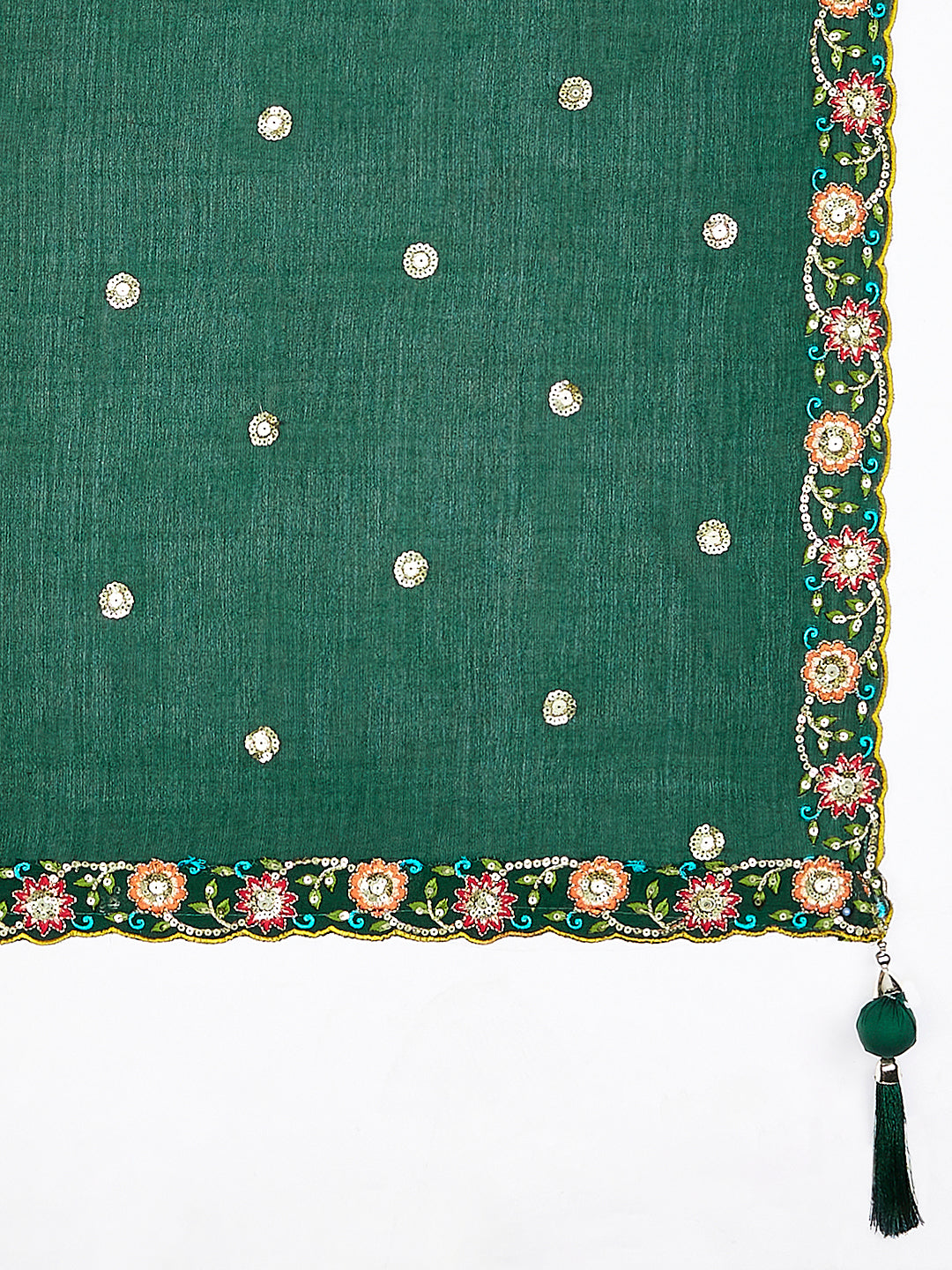 Green Chiffon Position Print with Sequins Embroidery Lehenga Choli
