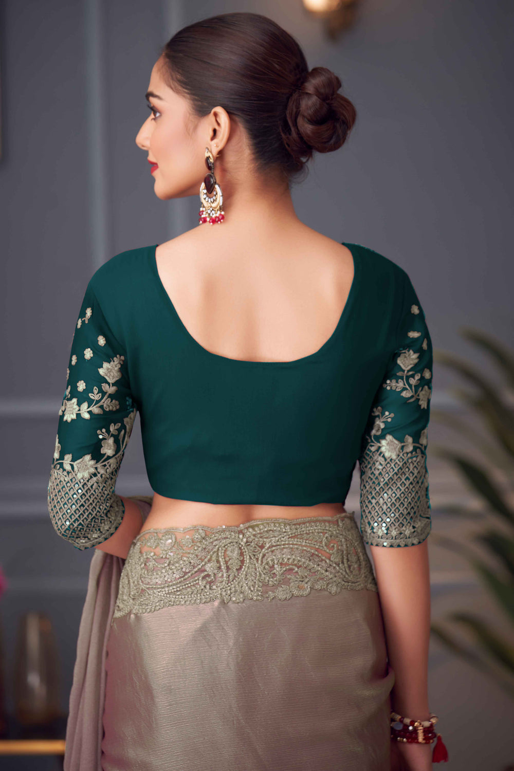 Grey Pure Georgette Chiffon With Embroidery Sequins Saree