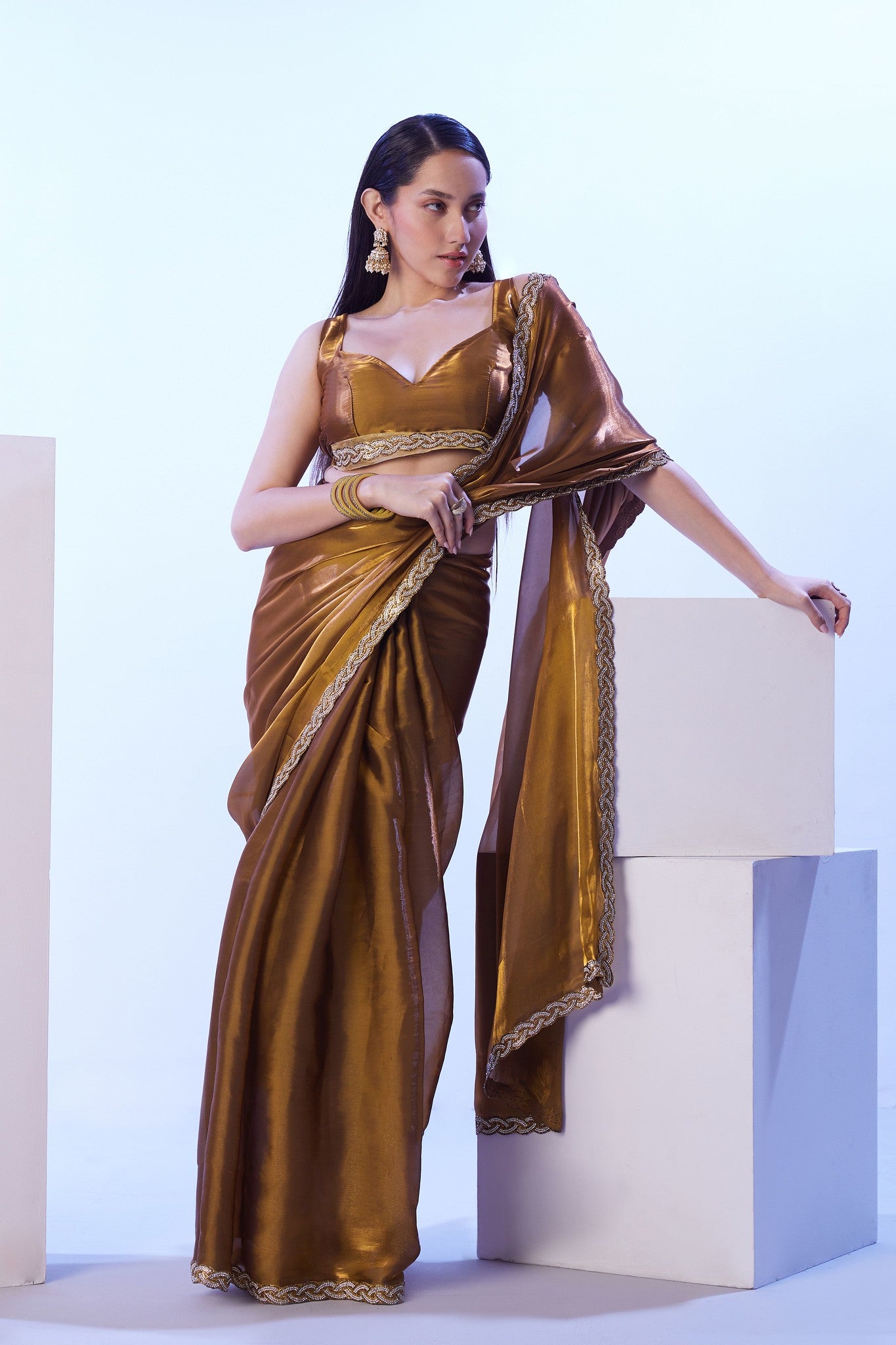 Heavy border saree in Jimmy Choo Fabric