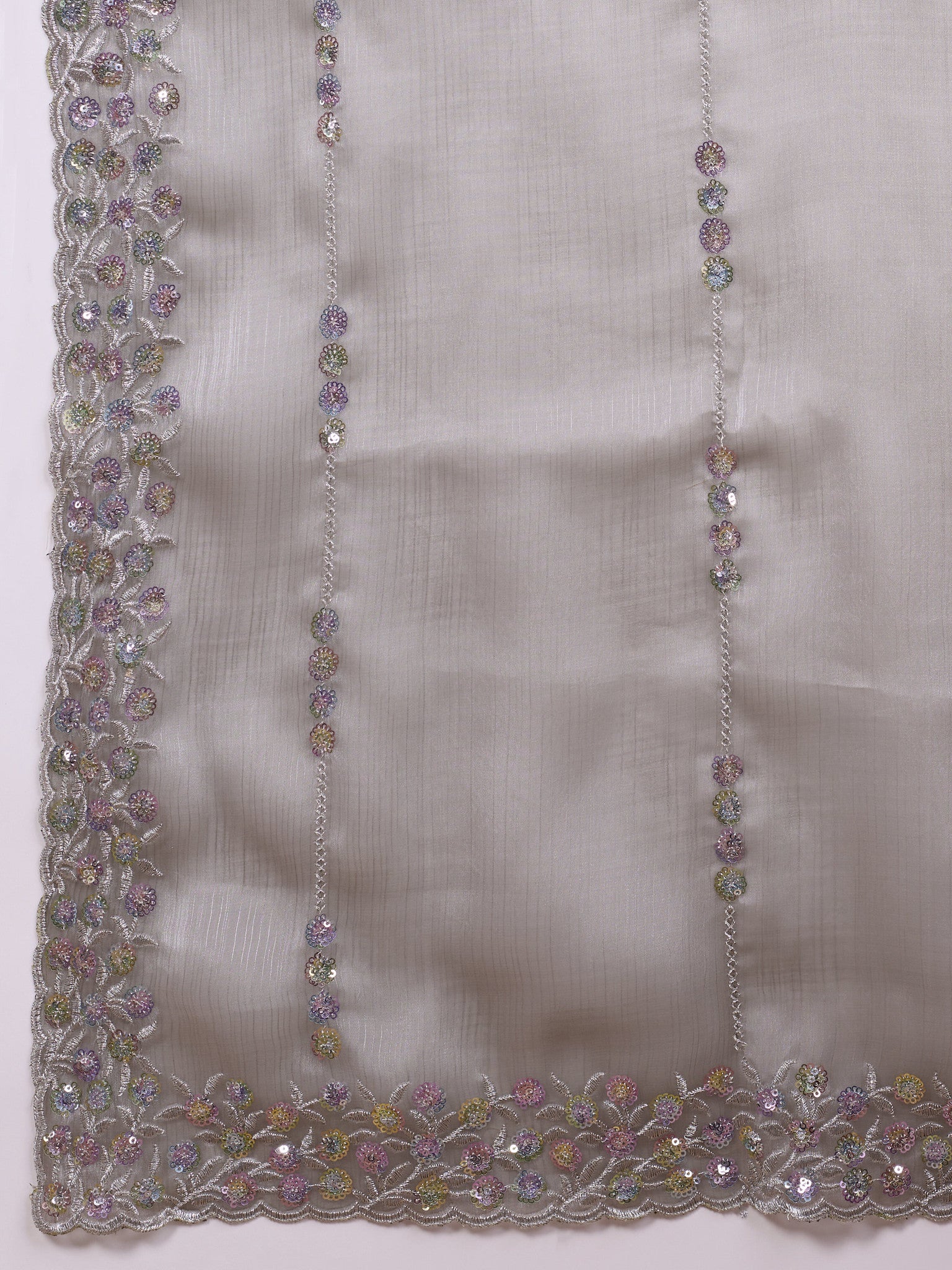 Sequin embellished grey saree with blouse