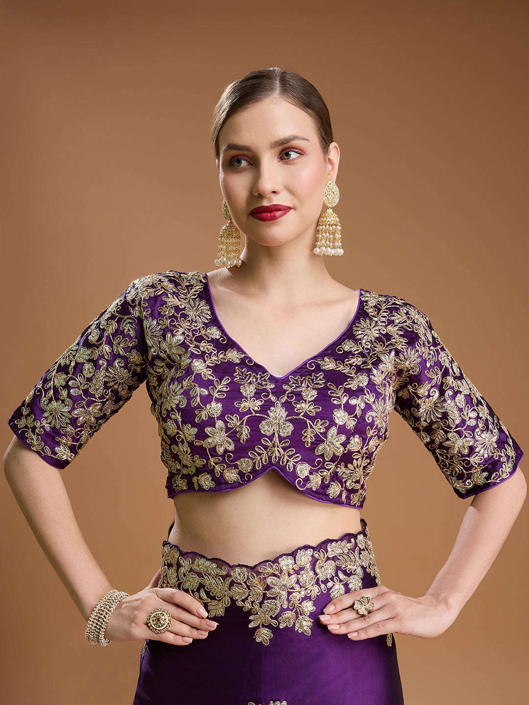 Bridal purple Jimmy Choo saree with blouse