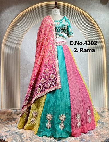 Rama Pure Soft Crush Silk Heavy Embroidery Readymade Lehenga Choli