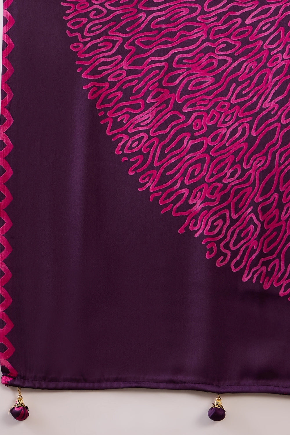 Purple Pure Gaji Silk Satin Printed Saree