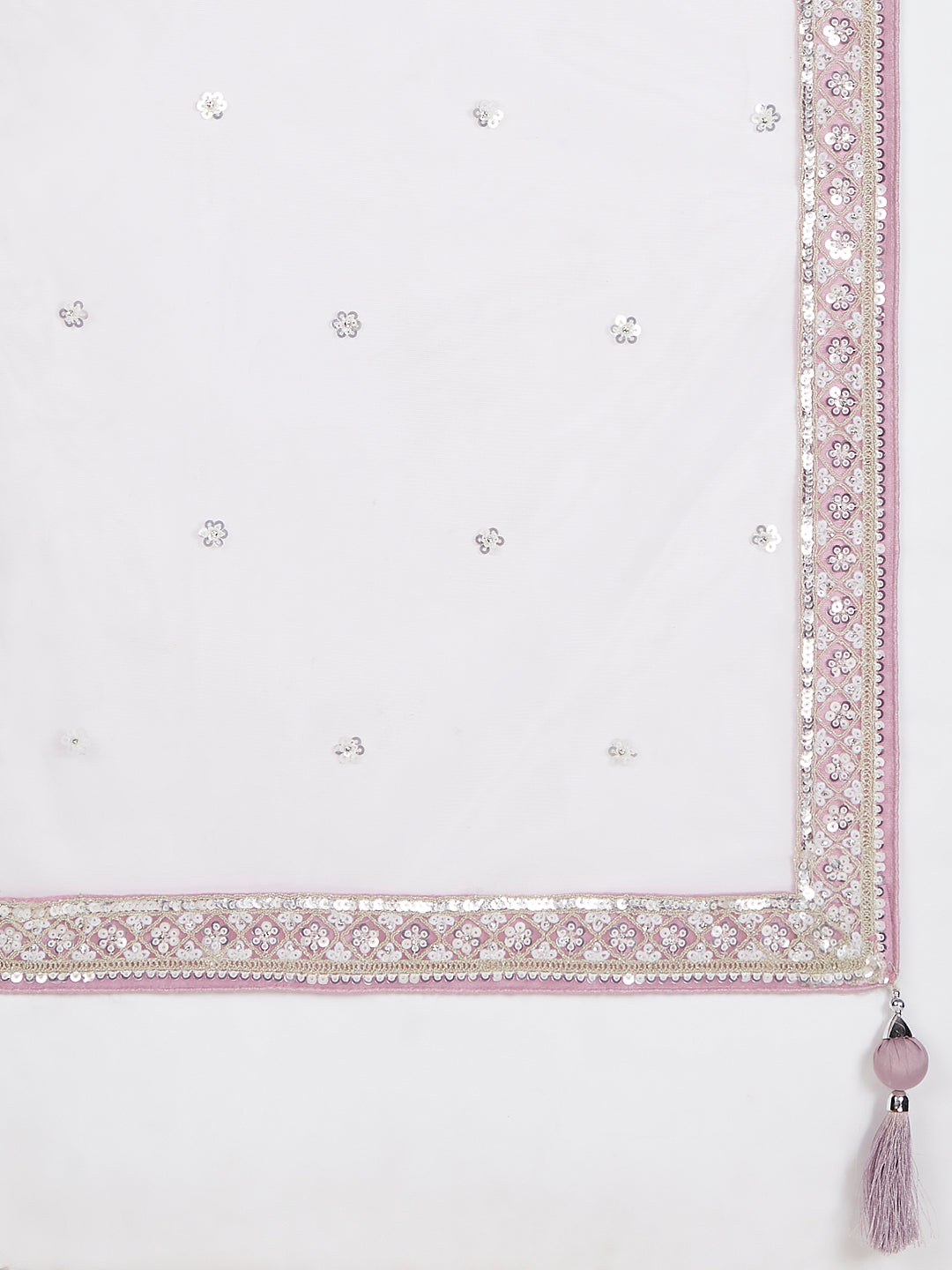 Lavender Net Sequins and Thread Embroidery Lehenga Choli & Dupatta