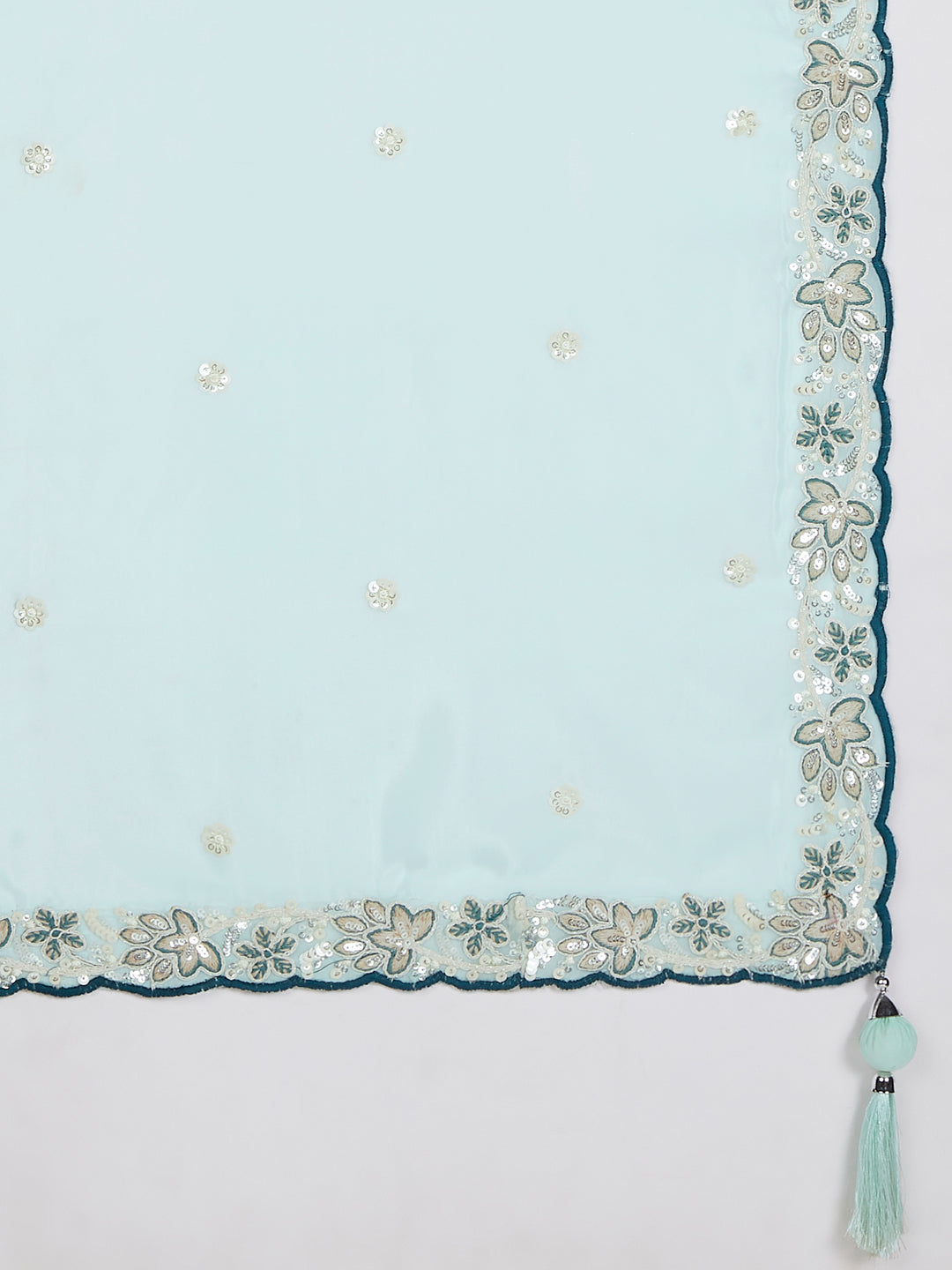 Green Georgette Sequins Thread Embroidery Lehenga Choli & Dupatta