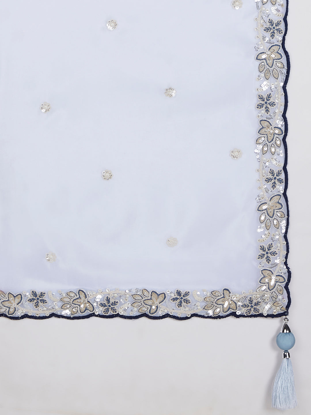 Navy Blue Georgette Sequins Thread Embroidery Lehenga Choli & Dupatta