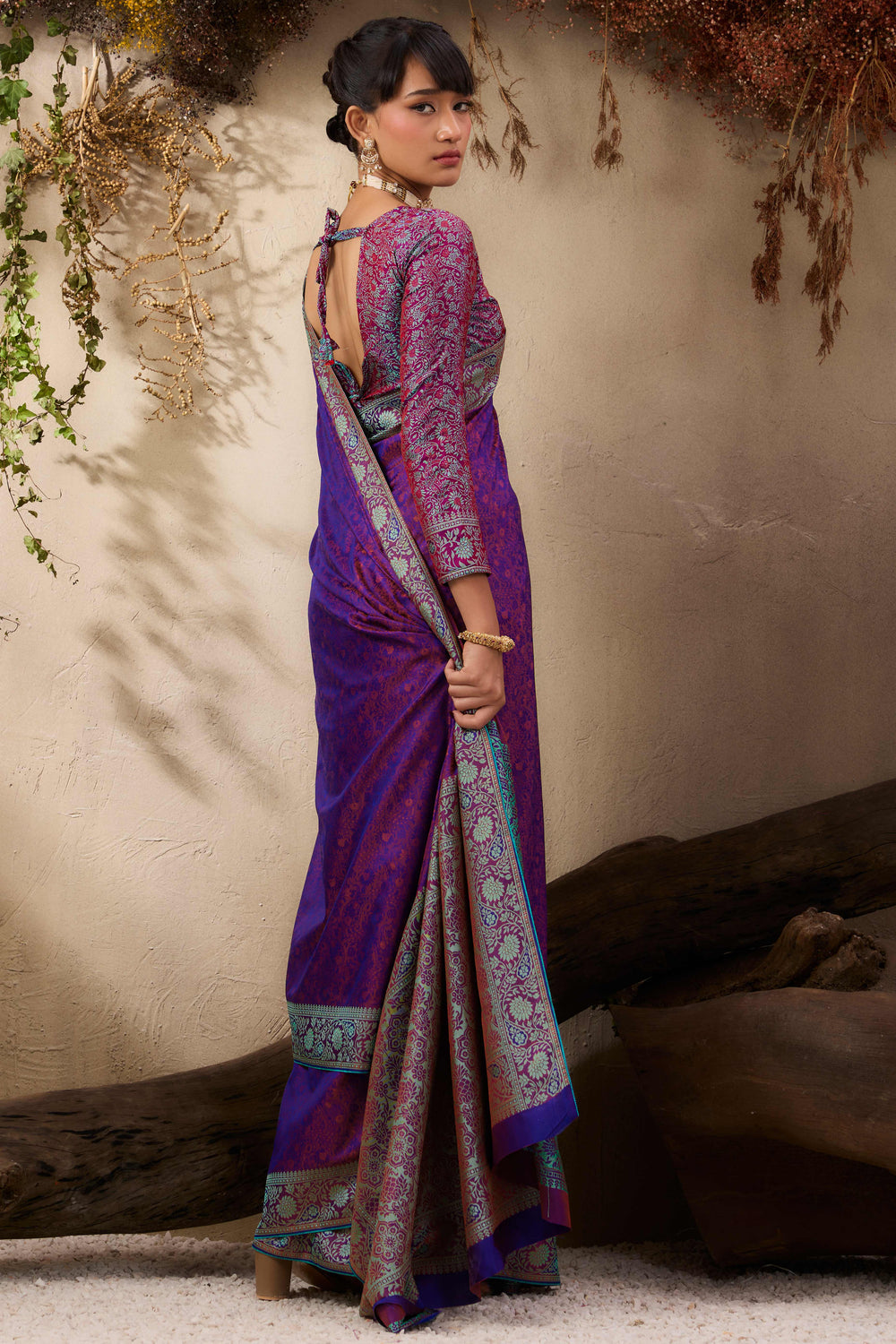 Purple Pure Silk Kanjivaram Handloom Banarasi Saree