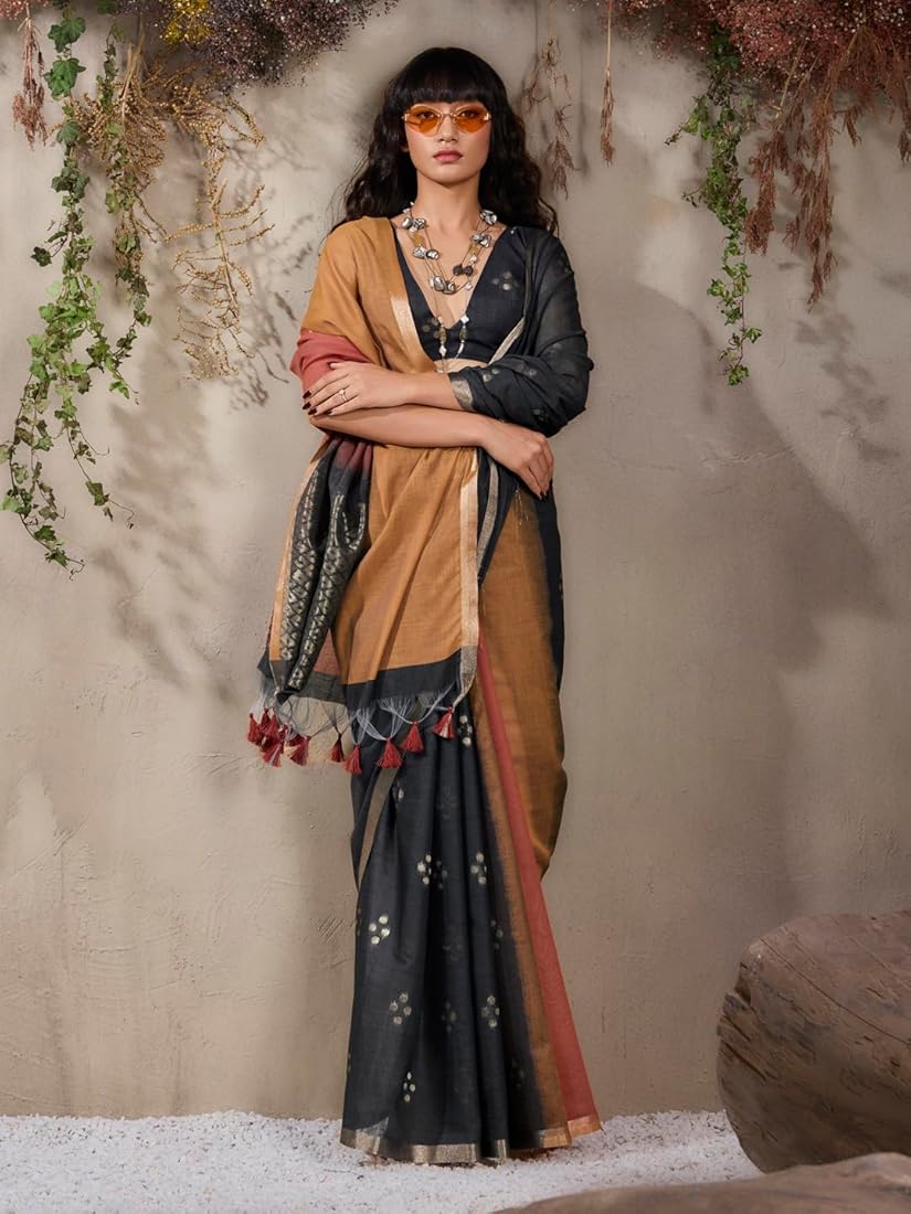 Rust Pure Soft Scarlet Cotton Handloom Viscose Cotton Saree