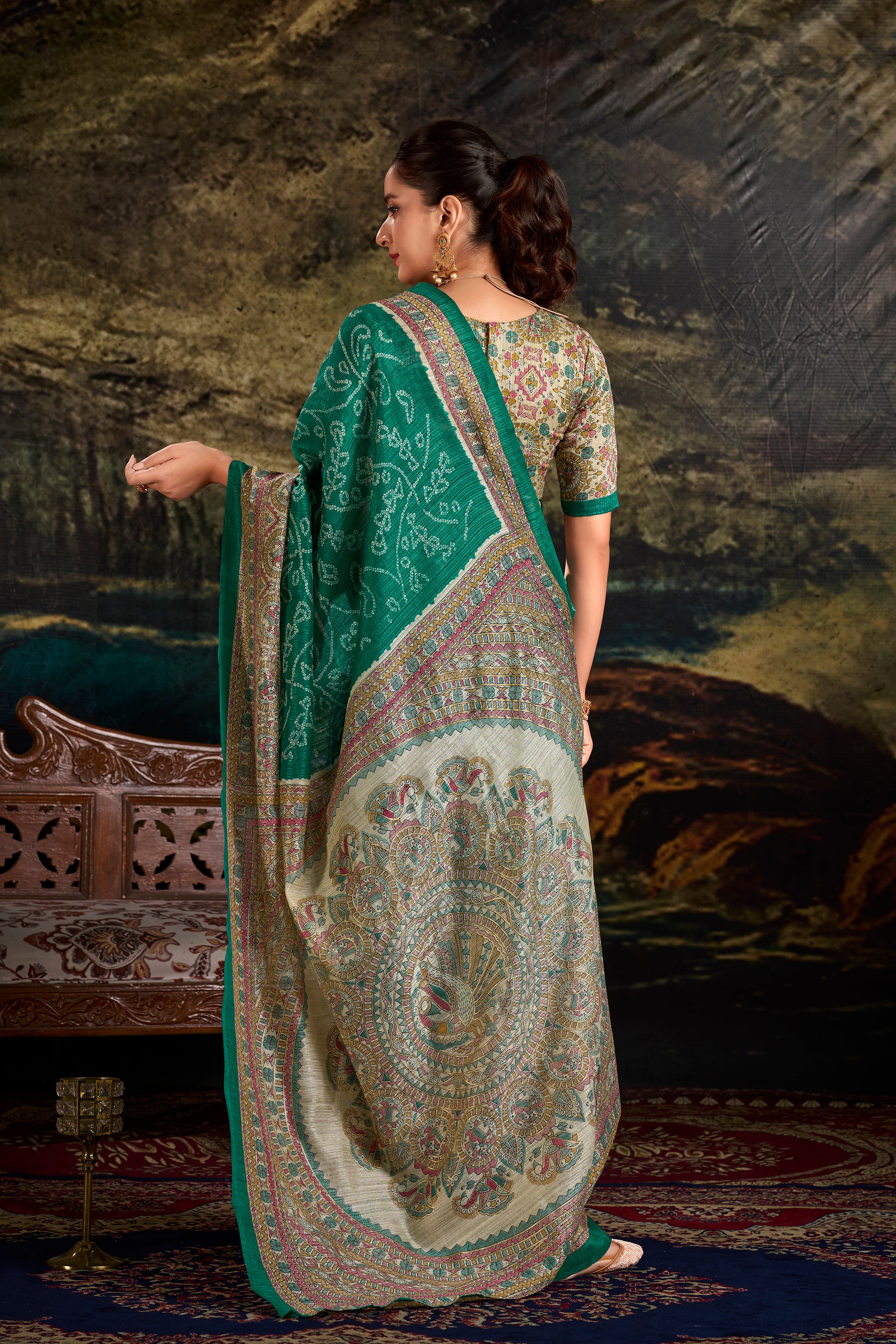 Madhubani Bandhej Print Saree