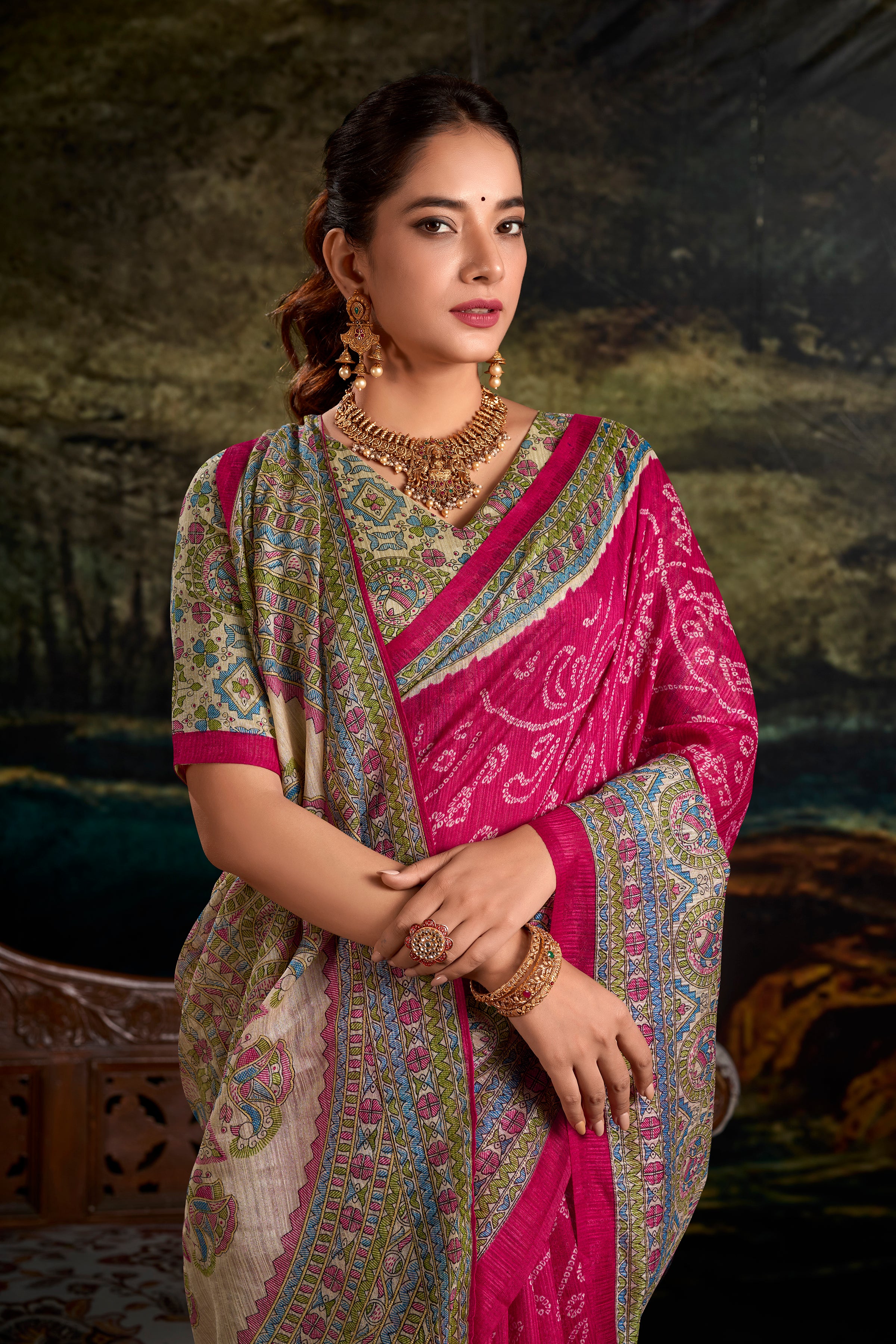 Madhubani Bandhej Print Saree
