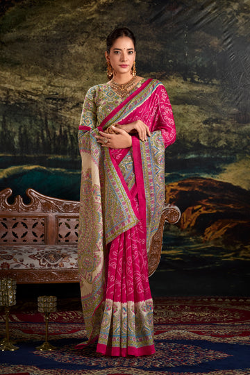 Madhubani Bandhej Print Saree