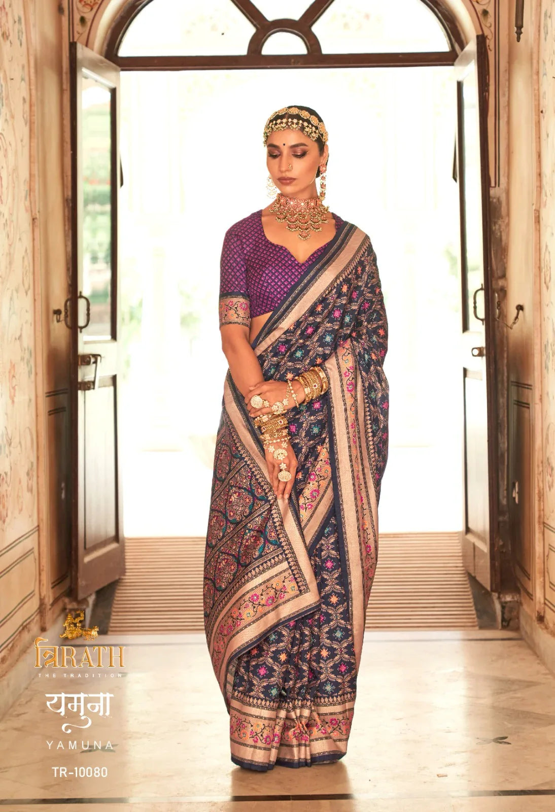 Yamuna By Trirath Banarasi Print Saree D.No. Tr-10080 - Anant Exports