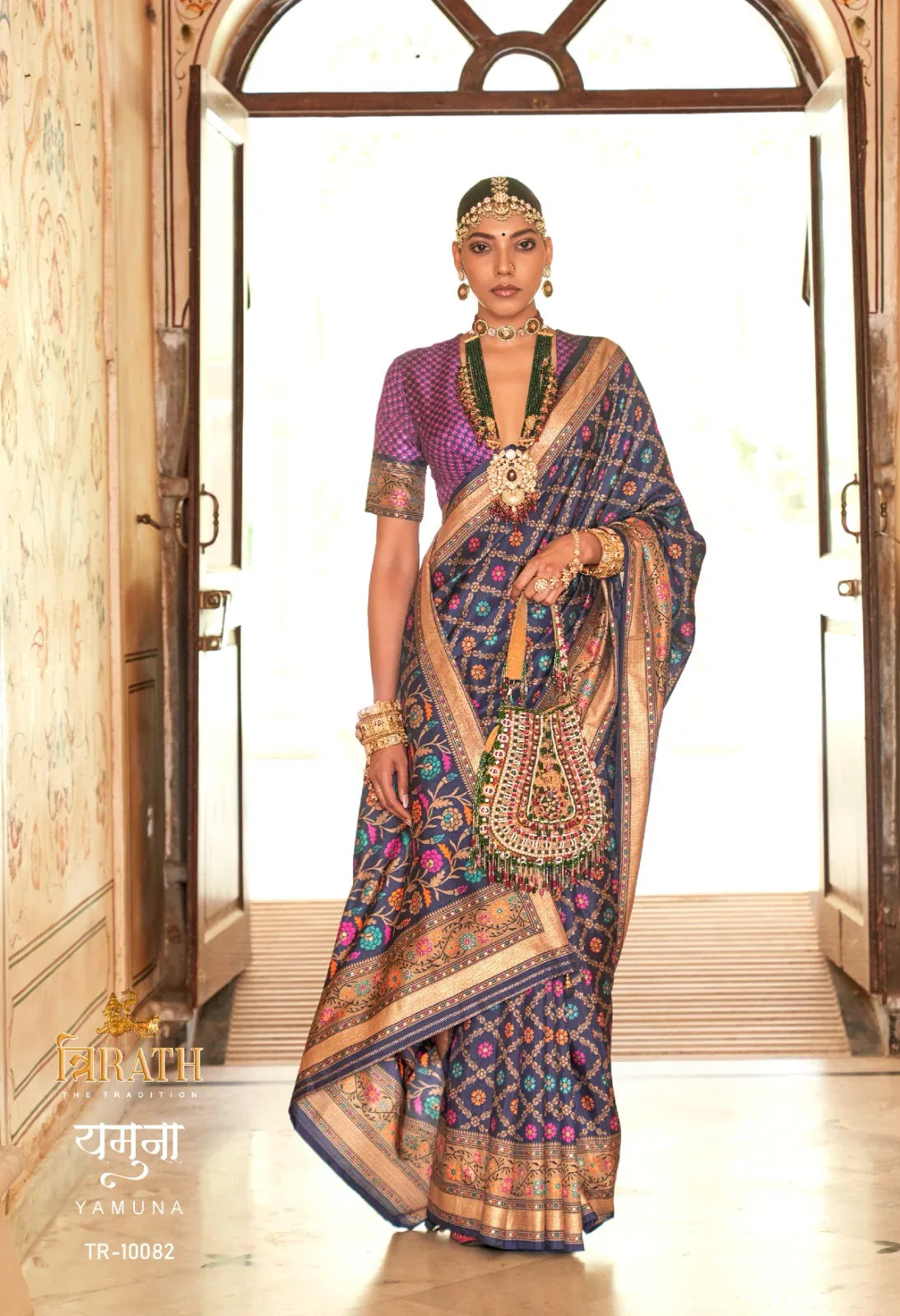 Yamuna By Trirath Banarasi Print Saree D.No. Tr-10082 - Anant Exports