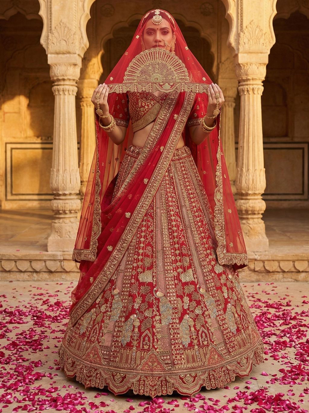 Pink Pure Soft Silk Heavy Embroidery Work Bridal Lehenga
