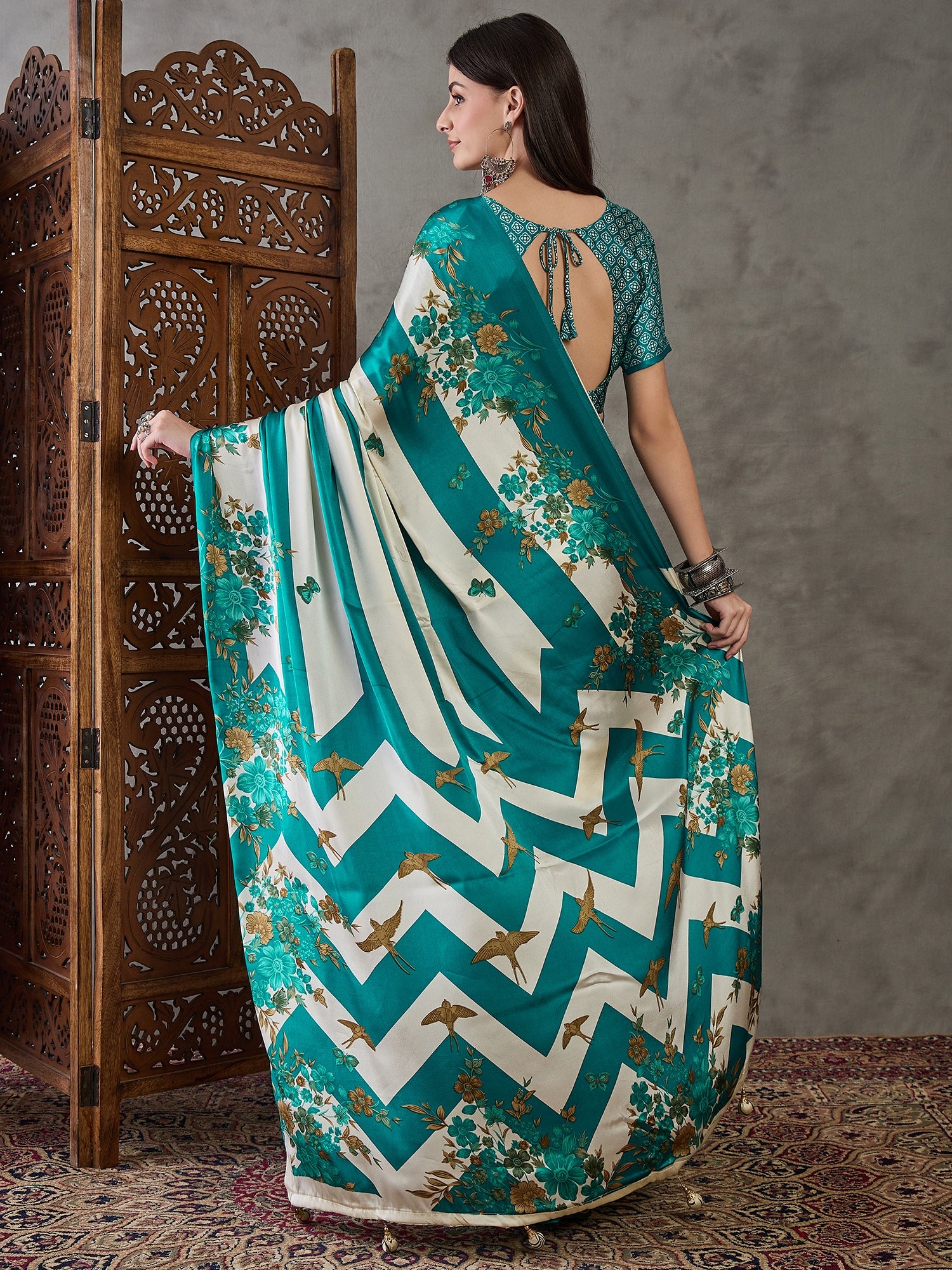 Rama Pure Semi Modal Japan Silk Ajarkh Printed Saree