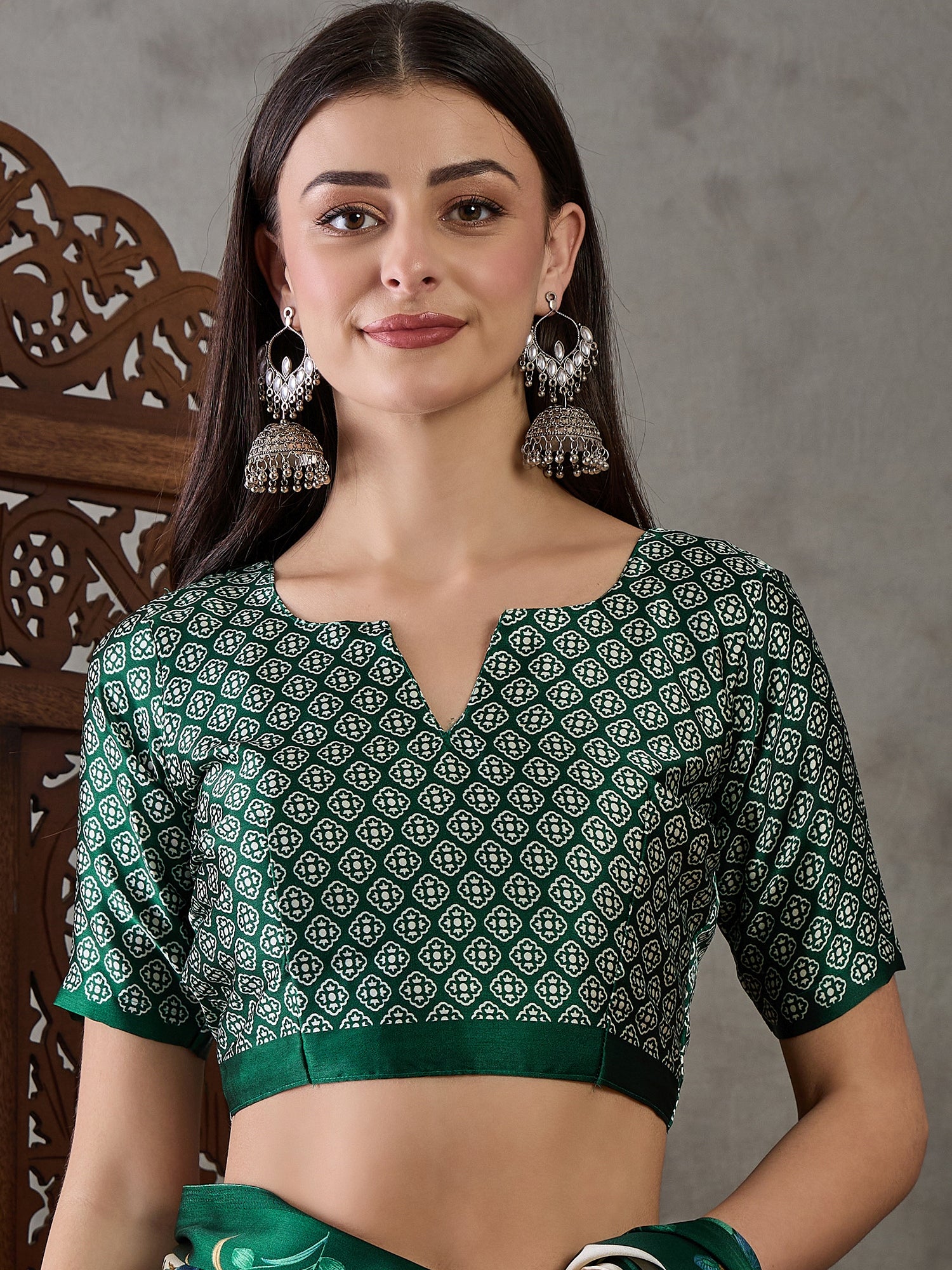 Green Pure Semi Modal Japan Silk Ajarkh Printed Saree