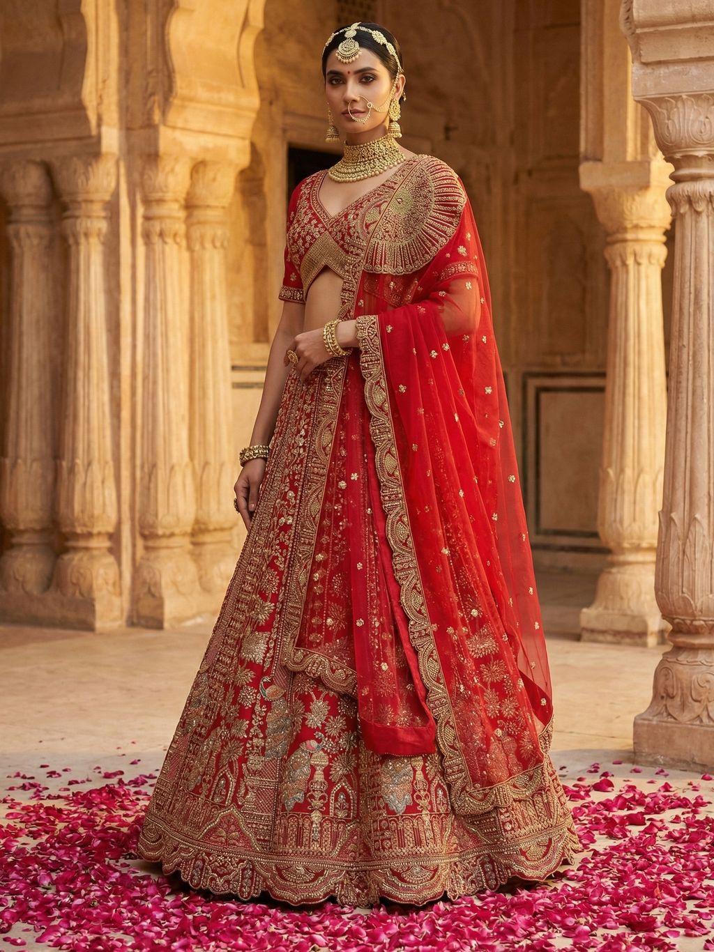 Pink Pure Soft Silk Heavy Embroidery Work Bridal Lehenga