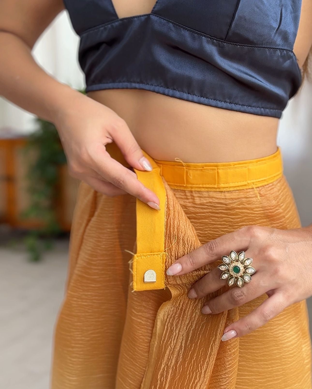 Yellow shaded Pure Soft Candy Crush Silk Ready to Wear Saree