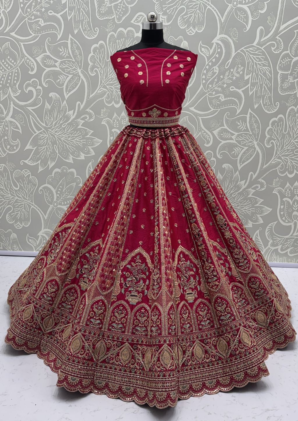 Red Pure Soft Gadhwal Silk Premium Bridal Lehenga Choli Wedding Lehenga Choli Anant Tex Exports Pvt.Ltd..