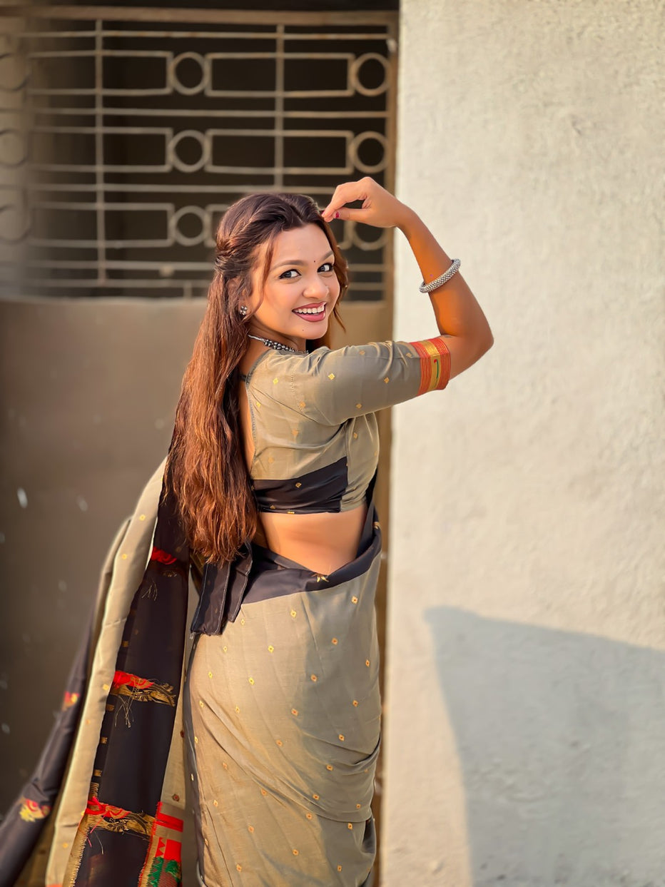 Black Pure Premium Soft Silk Pichwai Nature Zari Weaving Saree