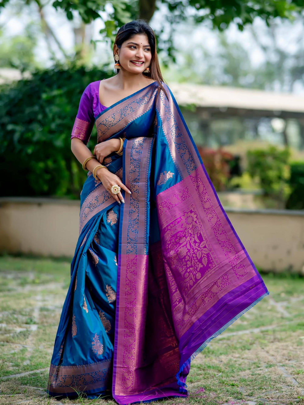 Firozi Pure Soft Banarasi Katan Silk Banarasi Saree Soft Silk Saree Anant Tex Exports Pvt.Ltd..