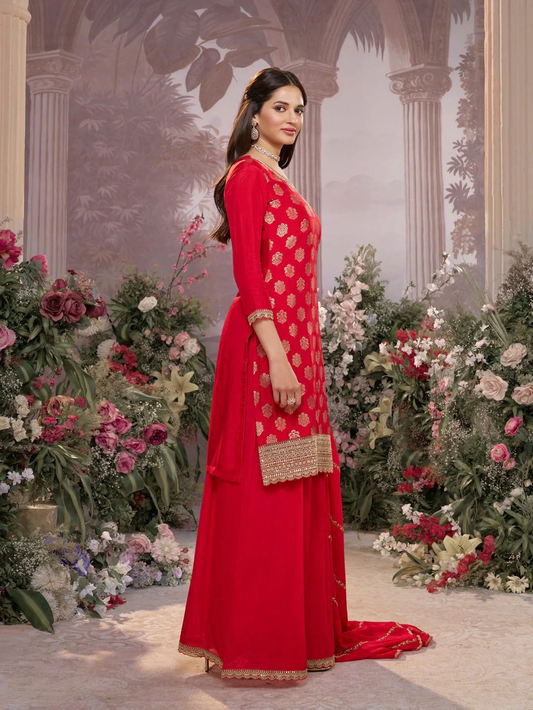 Luxury dola silk sharara suit for Indian weddings