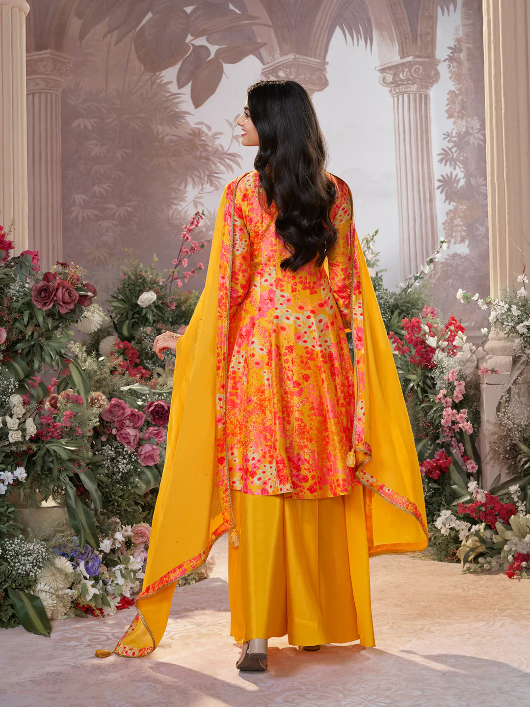Elegant mustard sharara suit for weddings and special occasions