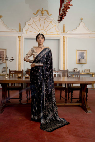 Women's Designer Party Wear Modal Gajji Silk with Ajrakh Print Saree