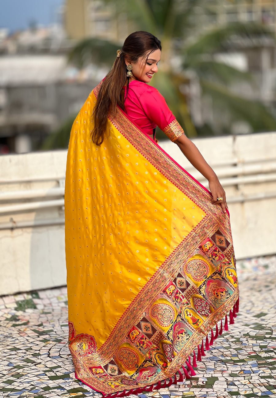 Mustard Pashmina Darbari Silk Zari Banarasi Saree Banarasi Saree Anant Tex Exports Pvt.Ltd..