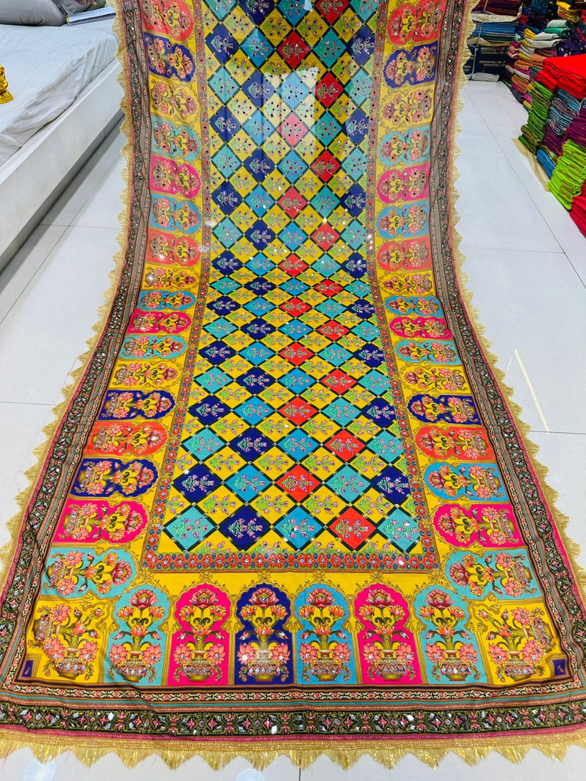 Party Wear Designer Handwork Real mirror Work Dupatta