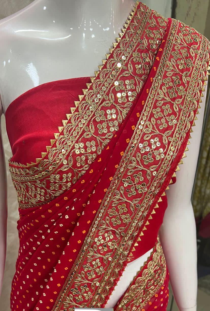 Party Wear Pure Georgette Bandhej Sarees Anant Tex Exports Private Limited