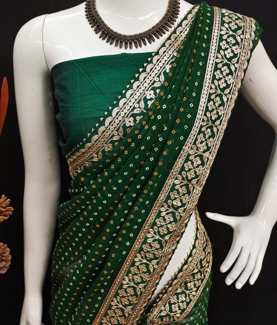 Party Wear Pure Georgette Bandhej Sarees Anant Tex Exports Private Limited