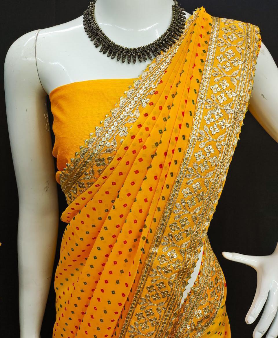 Party Wear Pure Georgette Bandhej Sarees Anant Tex Exports Private Limited