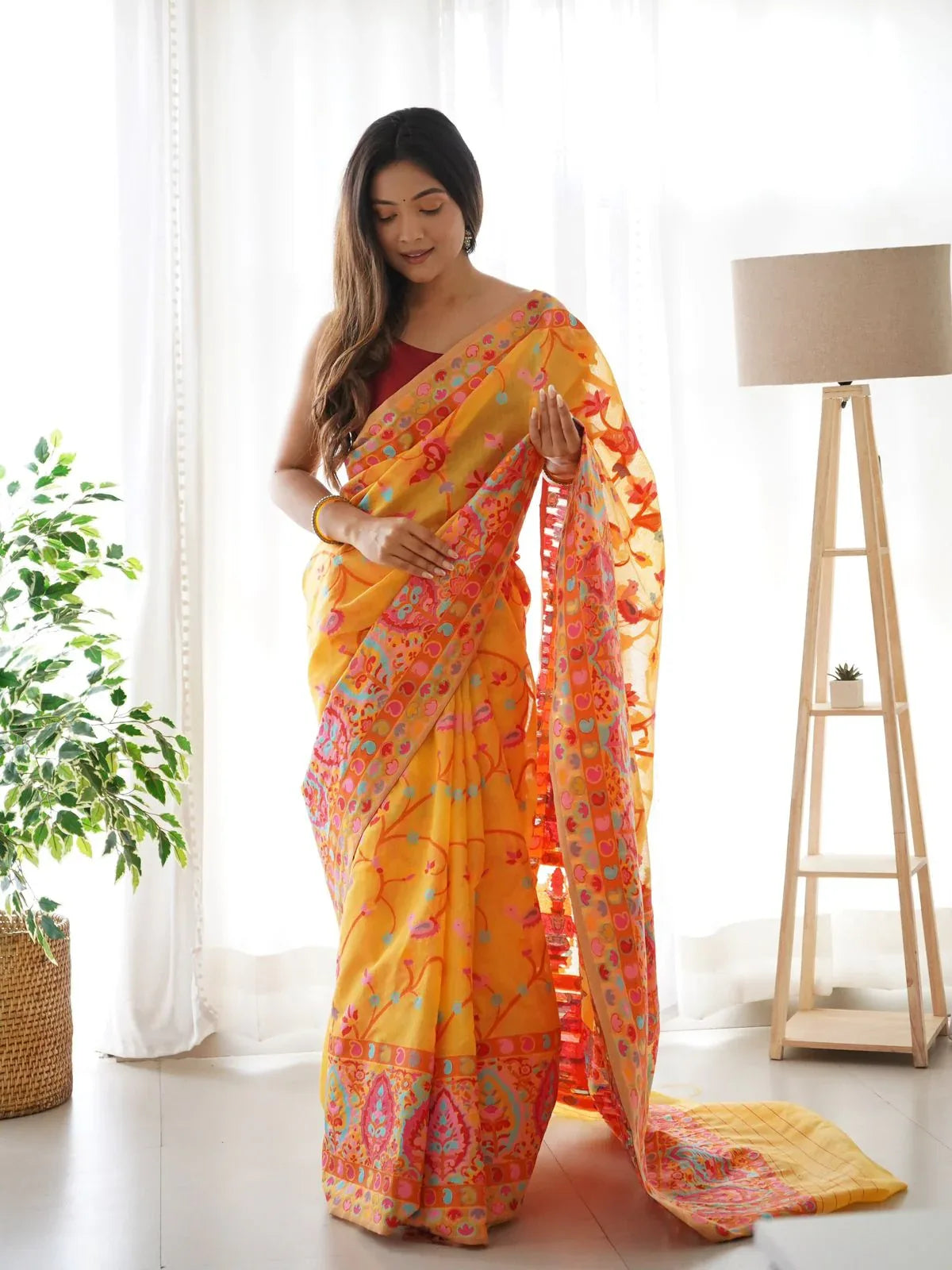 KASHMIRI SPECIAL SLAB PASHMINA KACHI SAREE - Anant Exports