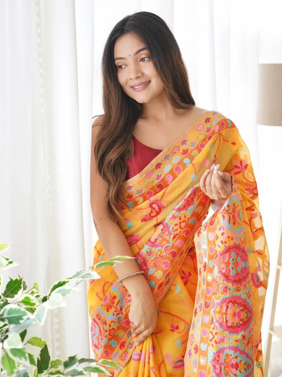 KASHMIRI SPECIAL SLAB PASHMINA KACHI SAREE - Anant Exports