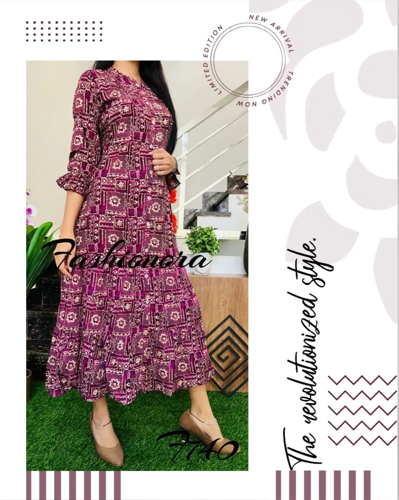 Party wear Premium Rayon Printed Dress with Hand Work Kurti - Anant Exports