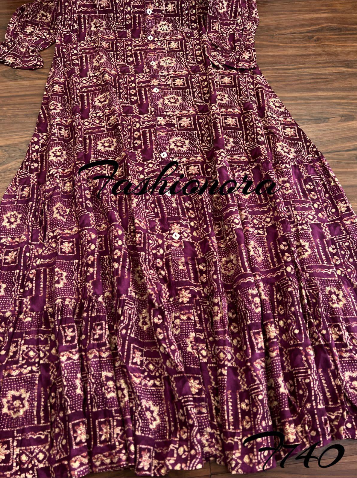 Party wear Premium Rayon Printed Dress with Hand Work Kurti - Anant Exports