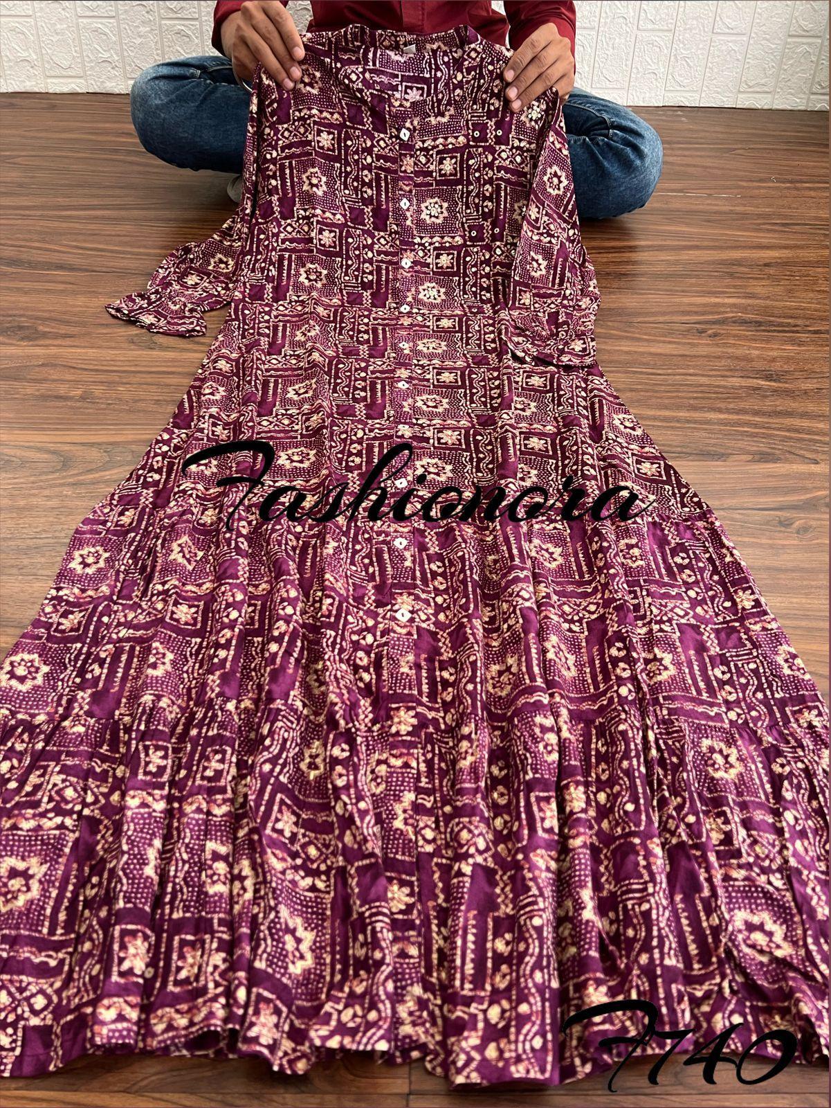Party wear Premium Rayon Printed Dress with Hand Work Kurti - Anant Exports