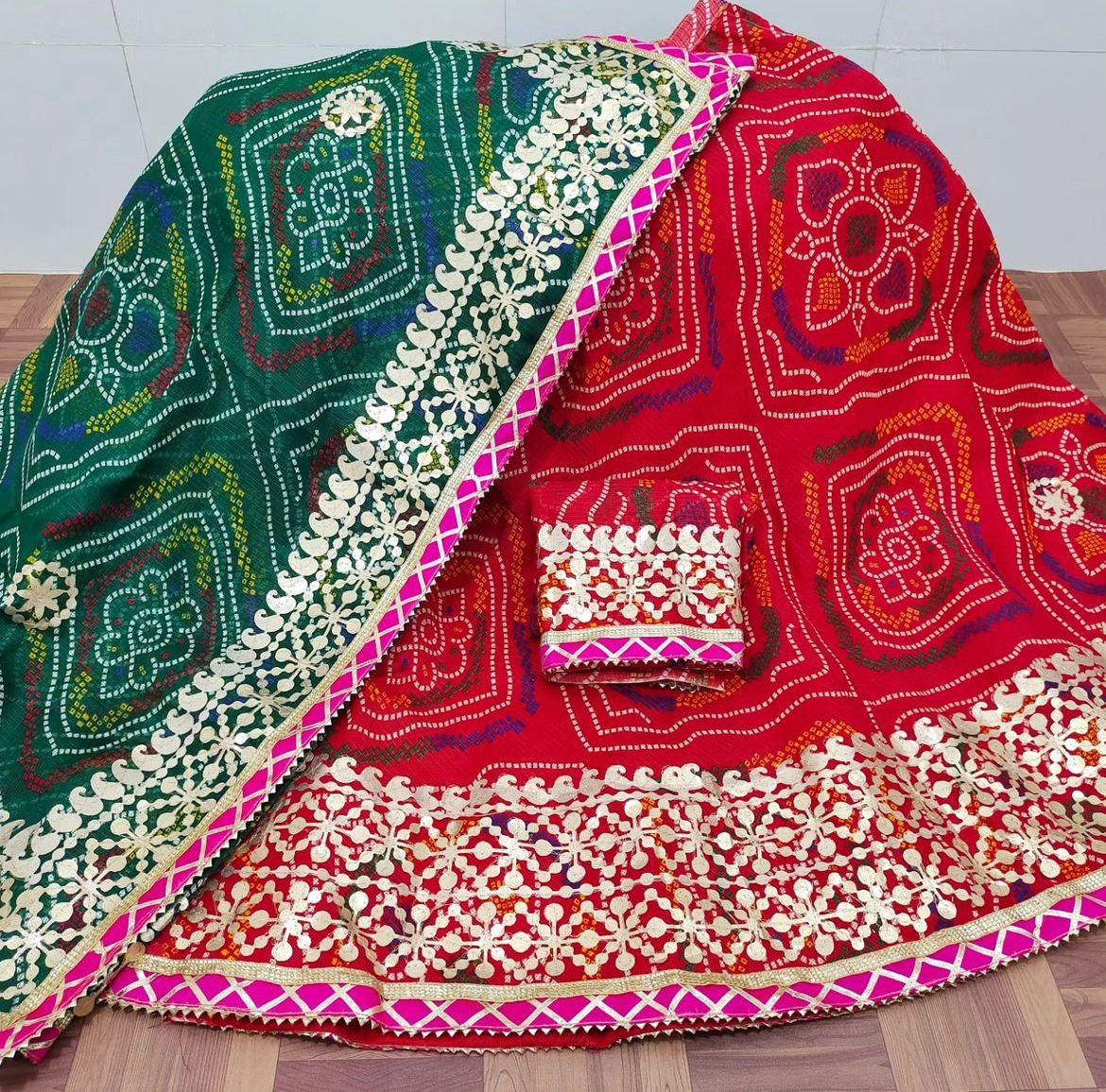 Rajasthani Traditional Kota Doriya Bandhej Print Lahenga Choli - Anant Exports