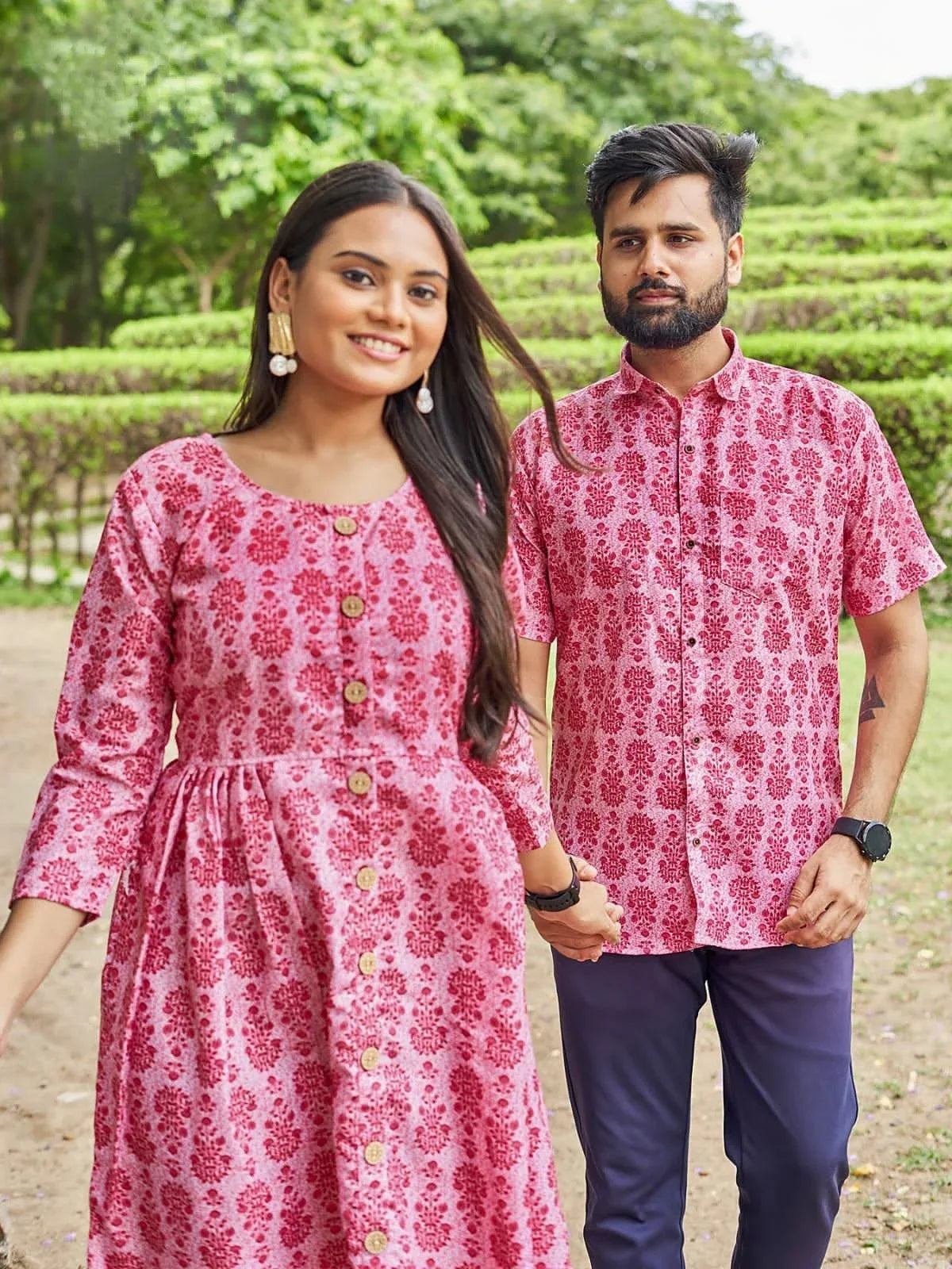 Trendy couple 2.0 Occasion Special Couple combo of Shirt and kurti Same matching - Anant Exports
