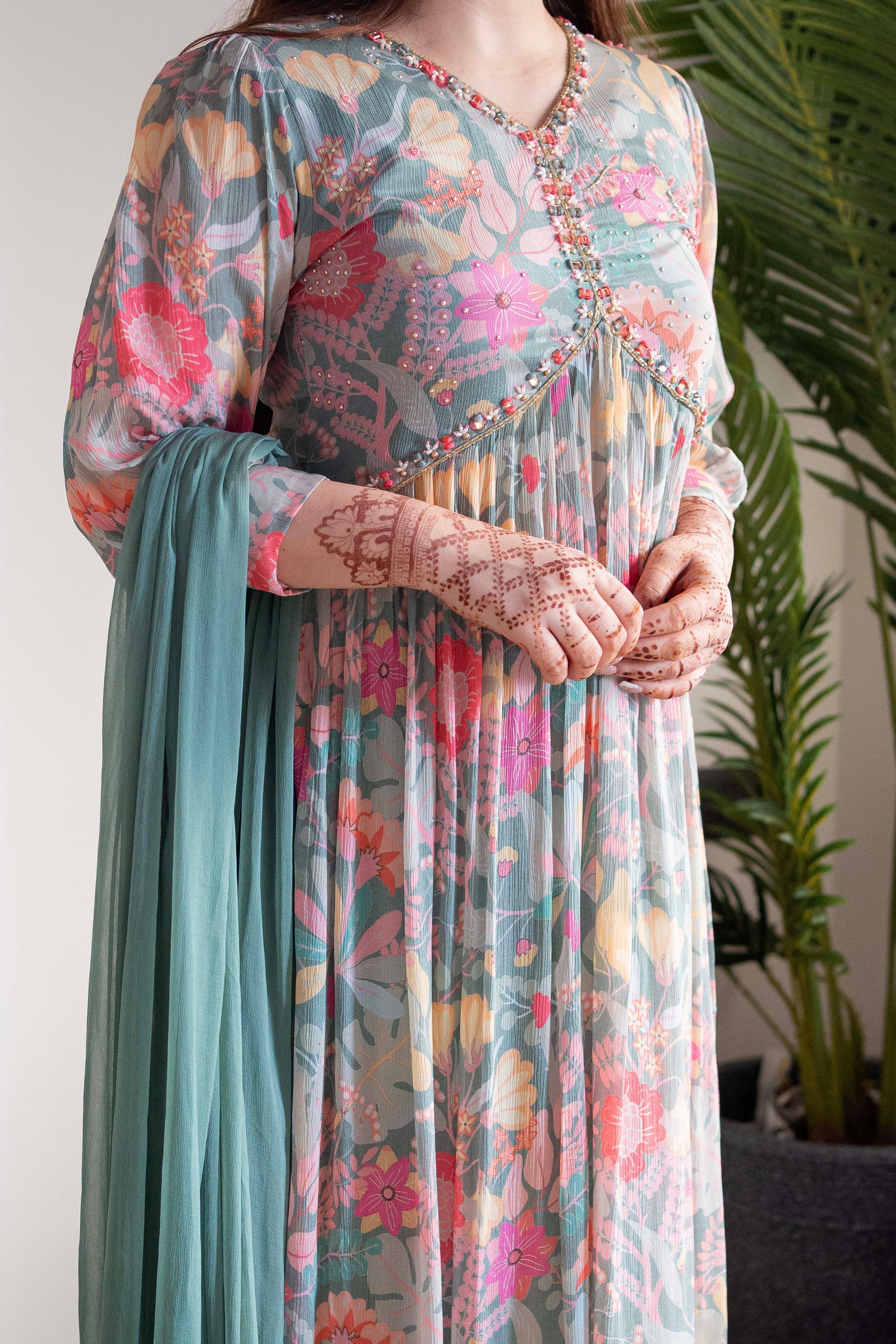 New Festival Floral Alia Cut Designer Suit