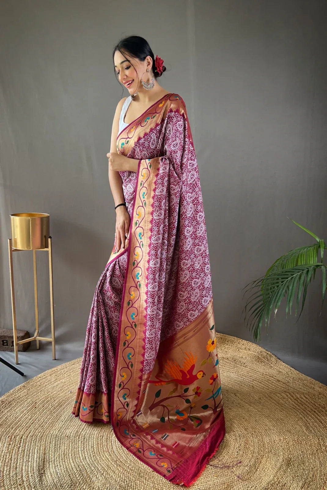 Pure soft Designer Beautiful Parvati Lucknowi Weaving Paithani Saree