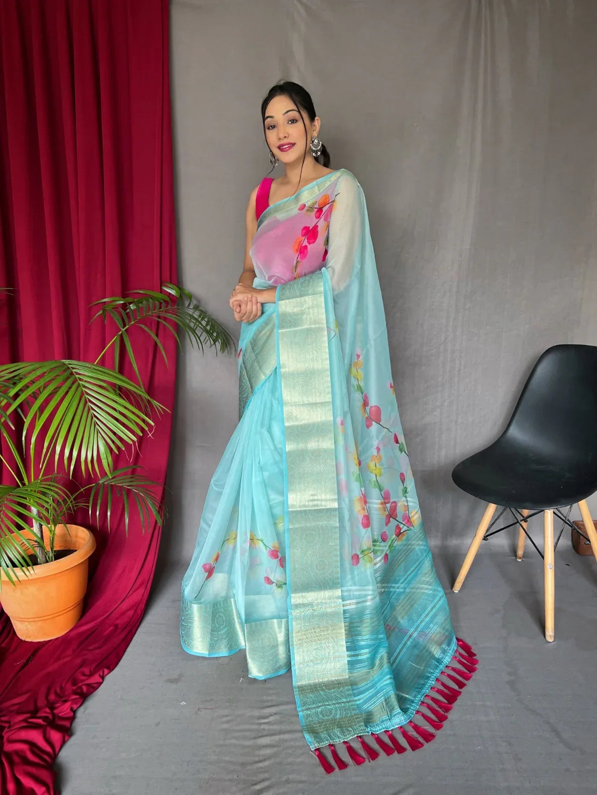 Beautiful Designer Pure Soft Orgenza Silk Pichwai Print Saree