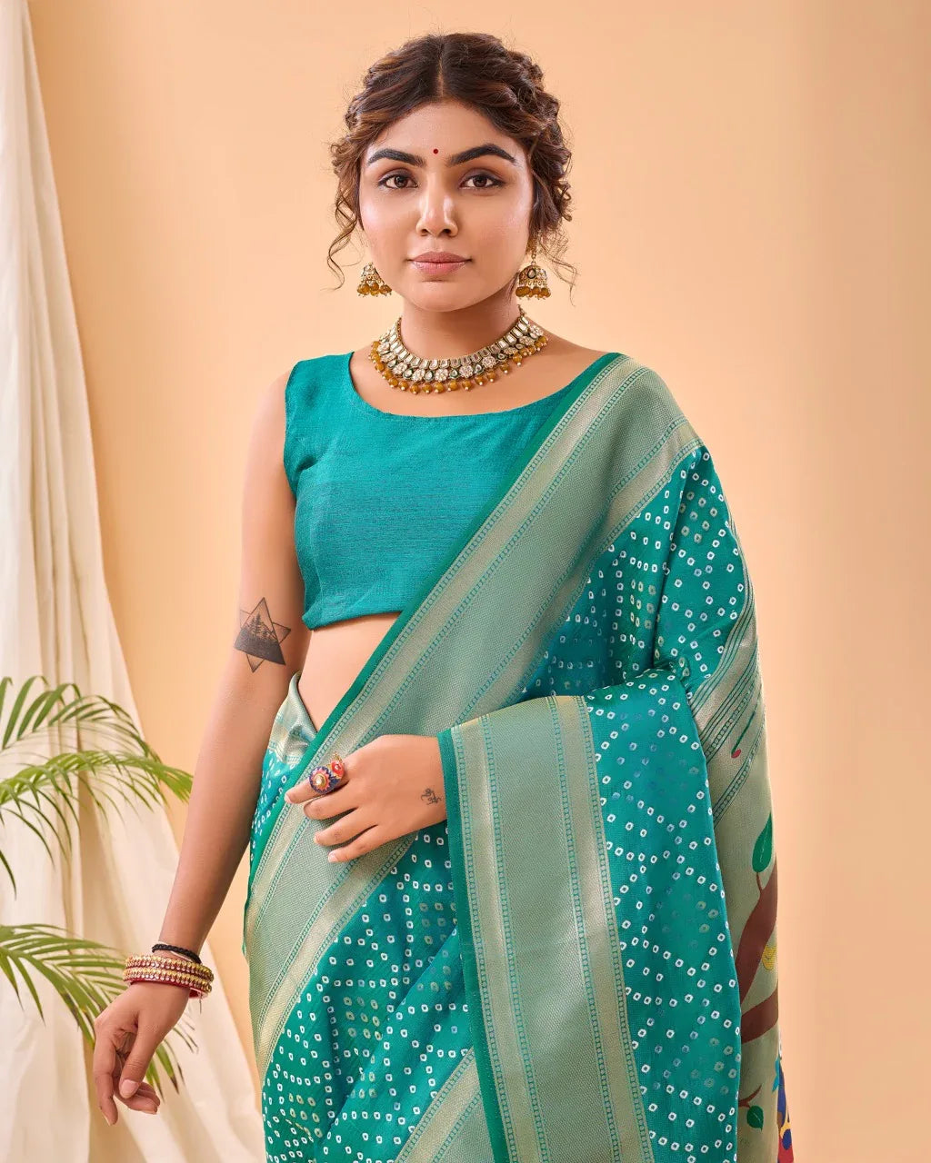 Pure Soft Designer Beautiful Bandhej Paithani Patola Silk Saree